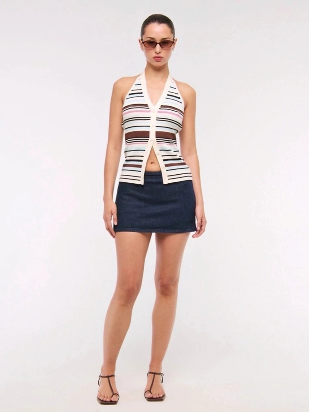 Abercrombie & Fitch Sweater-Knit Vest Striped Halter